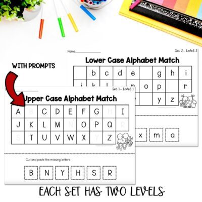 cut and paste worksheets uppercase and lowercase