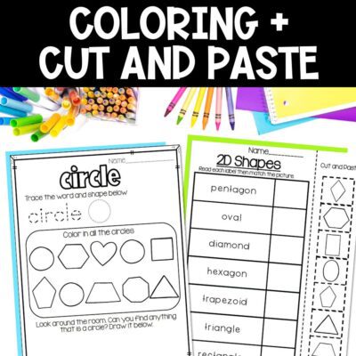 2D shapes coloring and cut and paste