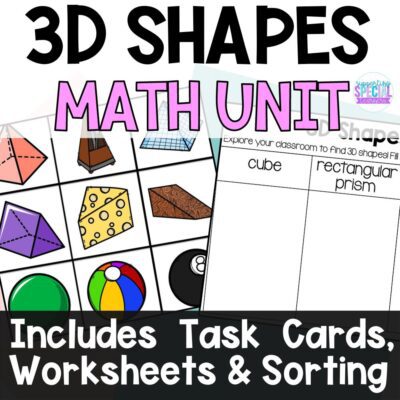 3D shapes math activities cover