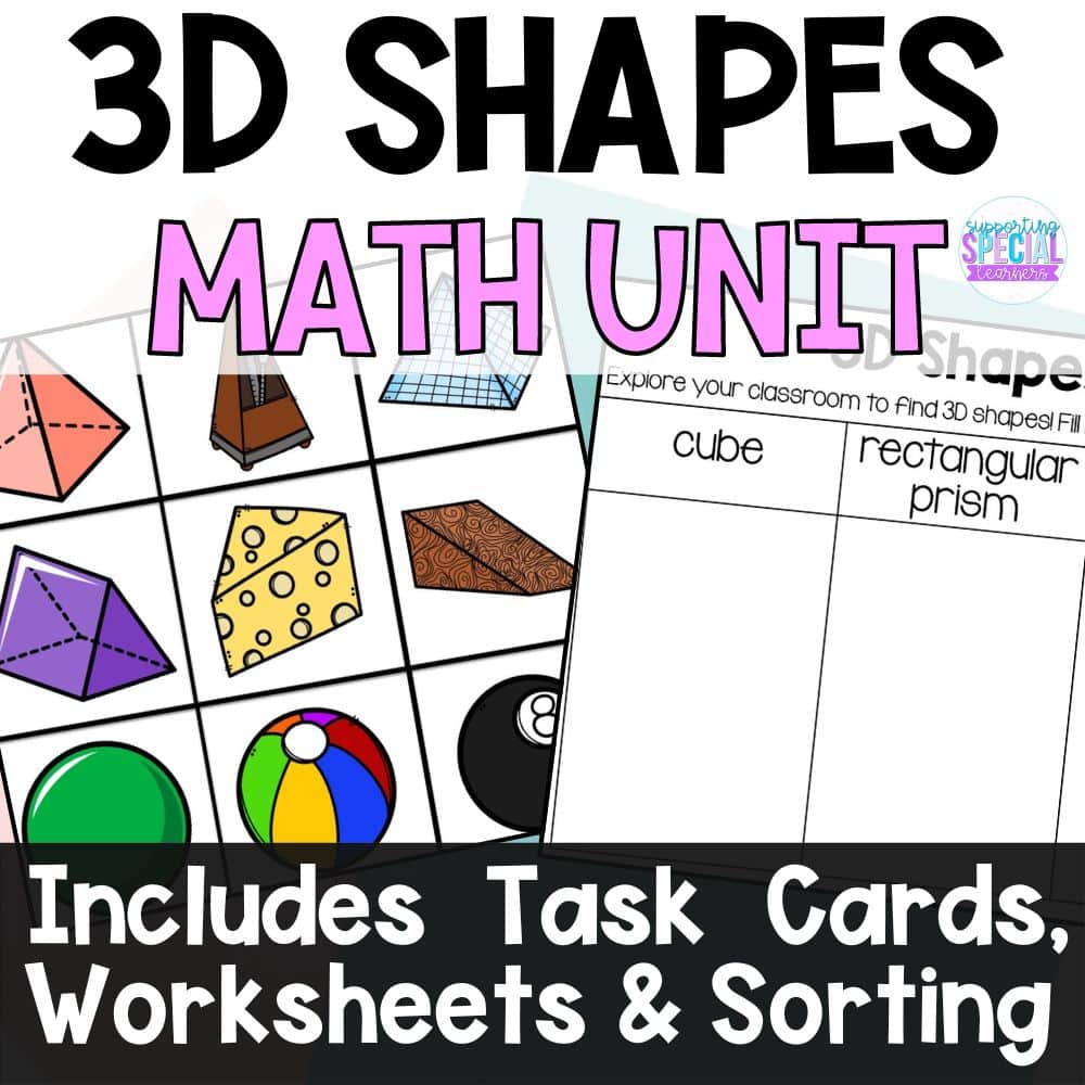 3D shapes math activities cover
