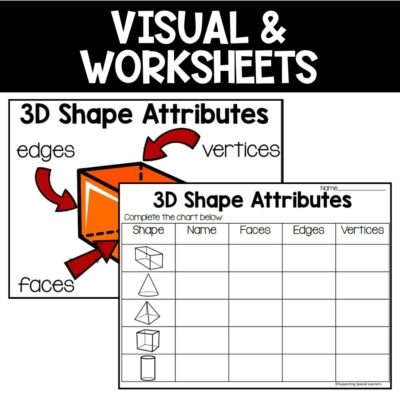 3D shapes math activities visual and worksheets