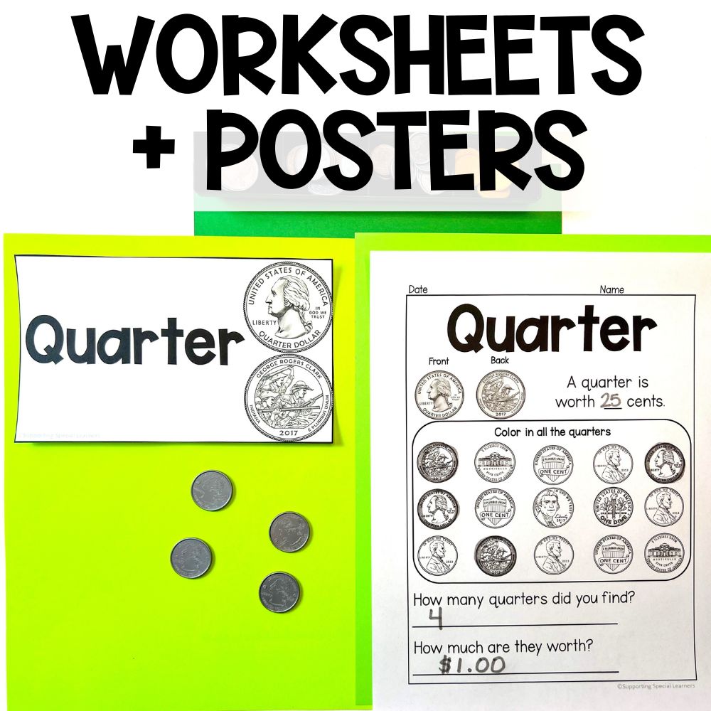 american money grade 1 unit worksheets and posters