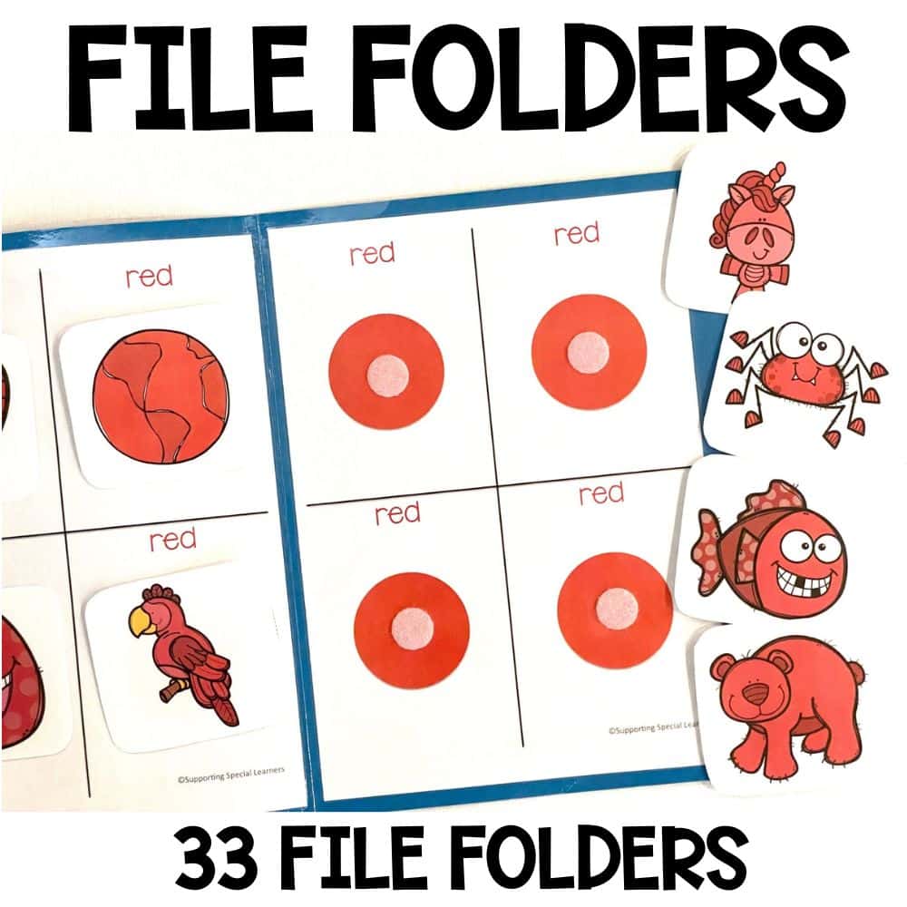 errorless learning colors file folders