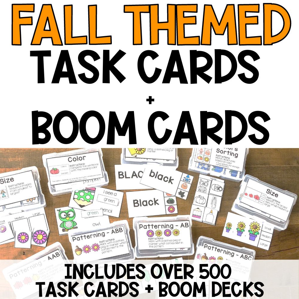 fall task boxes & boom cards cover