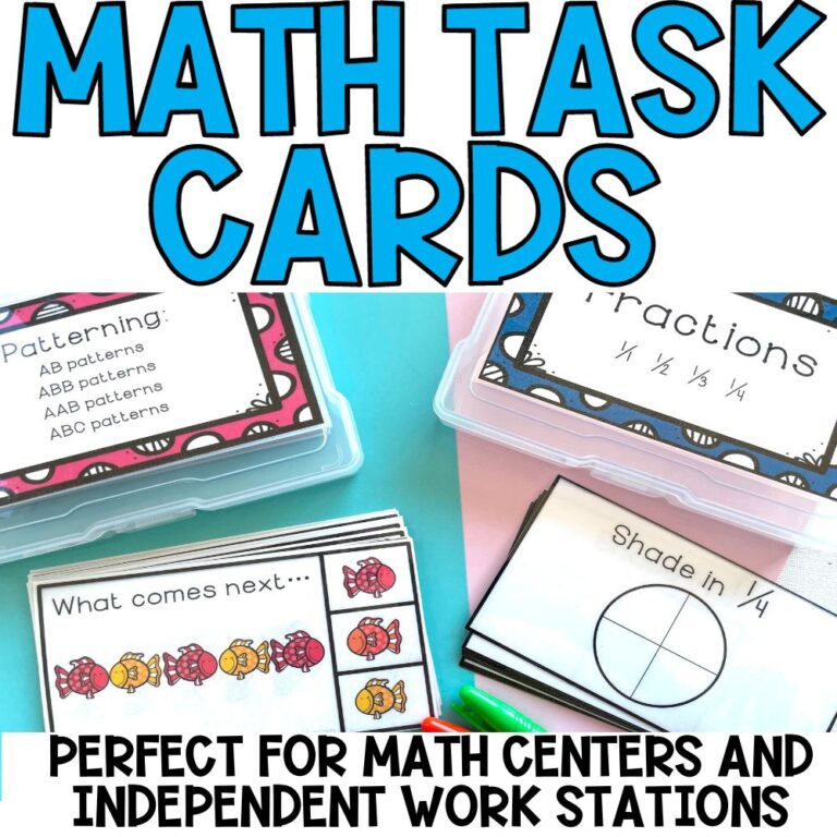 math task boxes and task cards cover