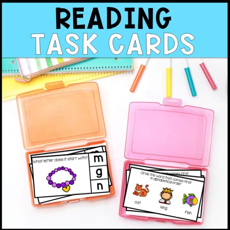 special education task boxes reading task cards
