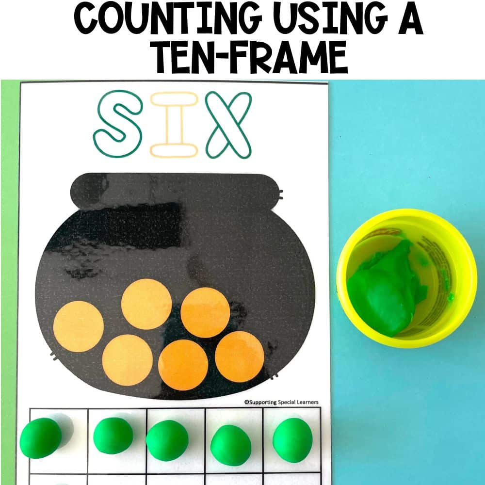 st. patrick's day playdough mats counting using ten-frame