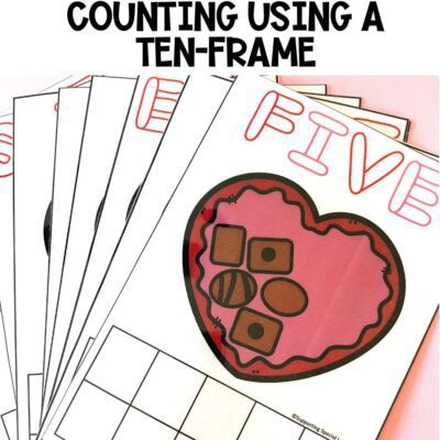 Valentine's Day playdough mats counting using ten-frame