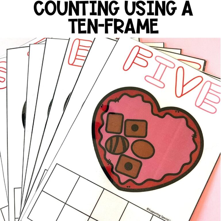 Valentine's Day playdough mats counting using ten-frame