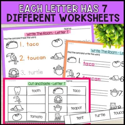 write the room alphabet each letter has 7 different worksheets