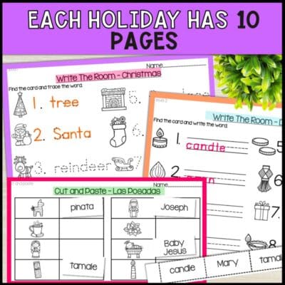 write the room holidays each holiday Has 10 Pages