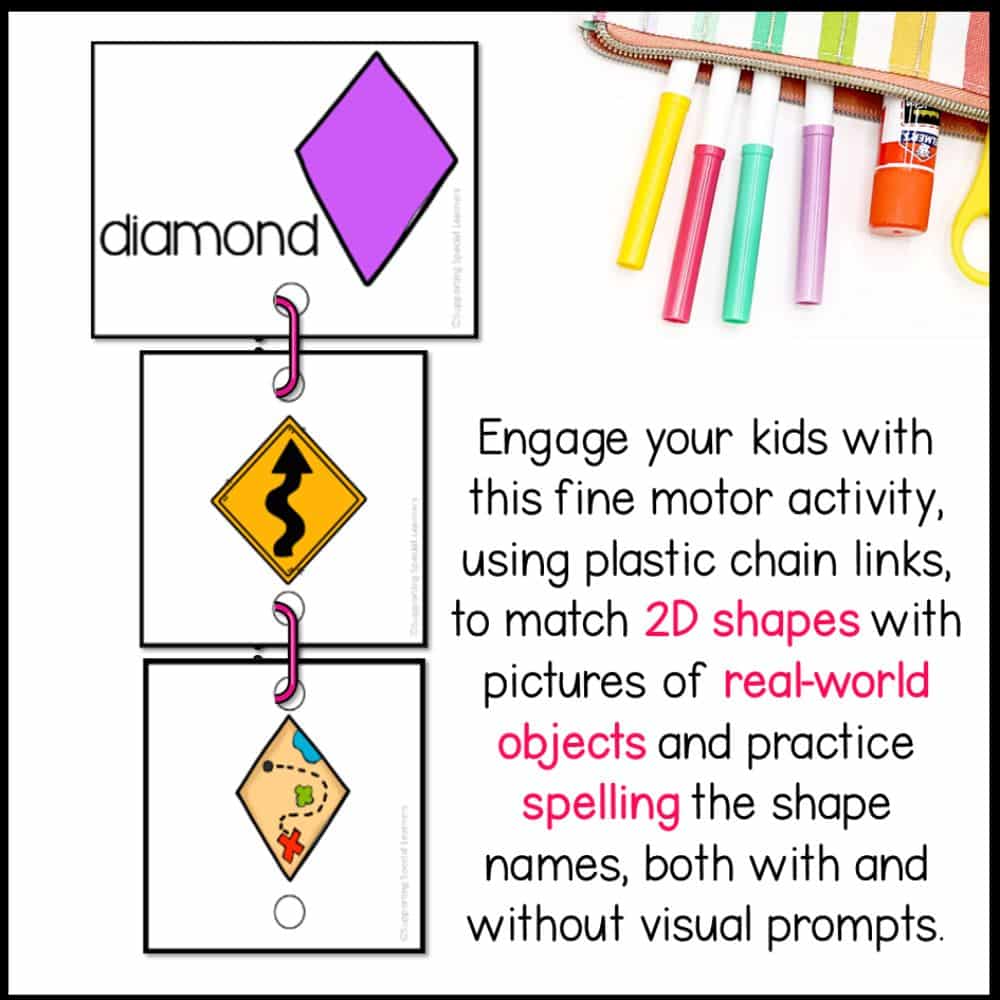 2d shapes linking chains fine motor activity