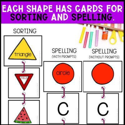 2d shapes linking chains sorting and spelling
