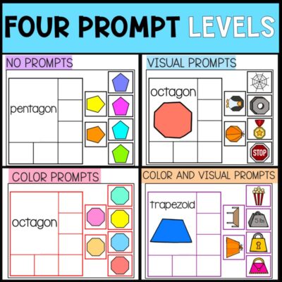2d shapes sorting activities four prompt levels