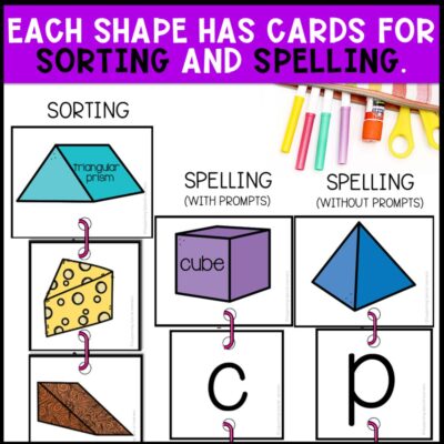 3d shapes linking chains sorting and spelling
