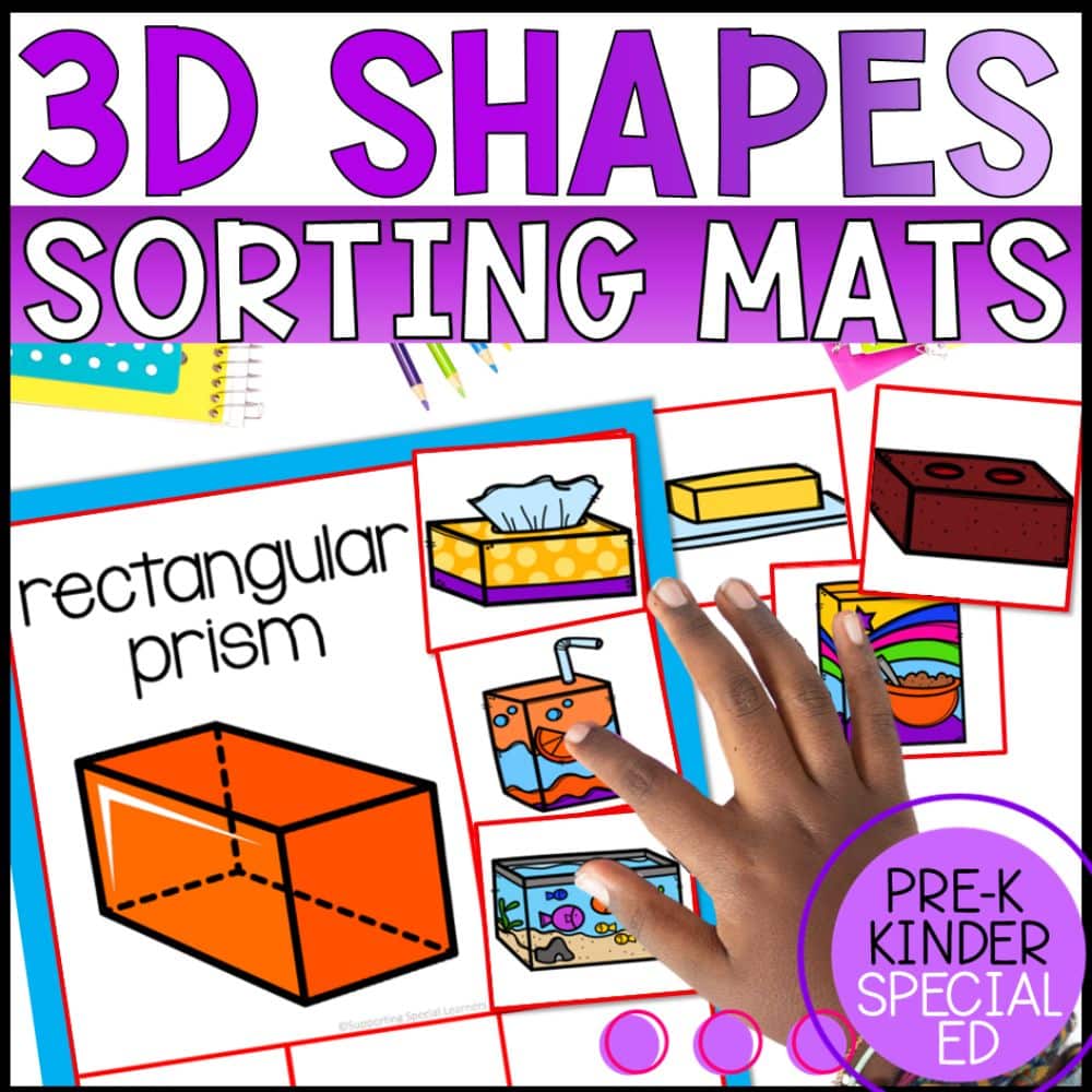 3d shapes sorting activities cover