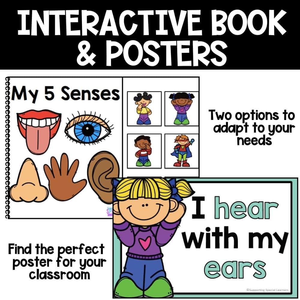 5 senses science unit interactive book and posters