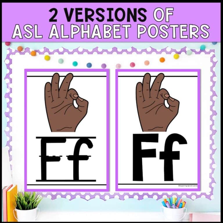 asl alphabet posters 2 versions