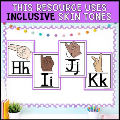 asl alphabet posters inclusive skin tones