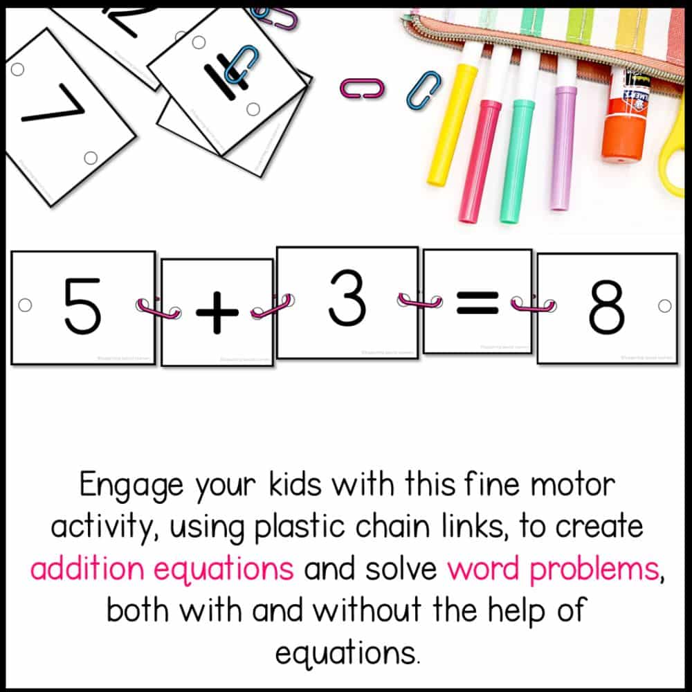 addition linking chains fine motor activity