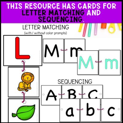 alphabet linking chains cards for letter matching and sequencing