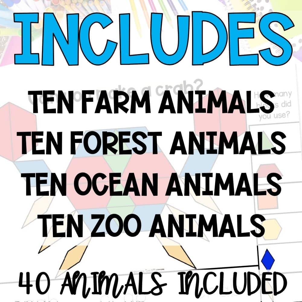 animal theme pattern blocks 40 animals included