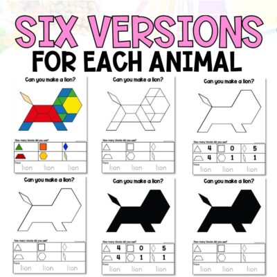 animal theme pattern blocks six versions each animal