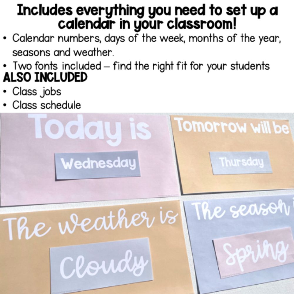 calm pastel classroom decor calendar setup in the classroom