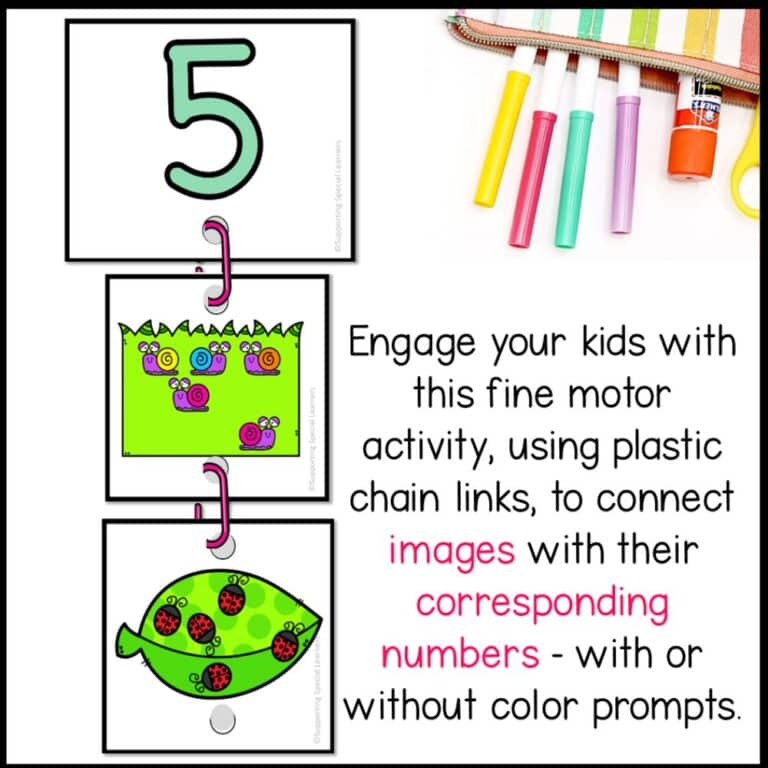 counting 1 to 10 linking chains fine motor activity