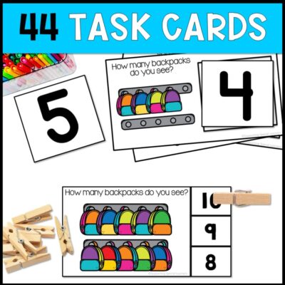 counting backpacks 0 to 10 44 task cards