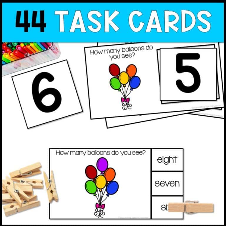 counting balloons 0 to 10 44 task cards