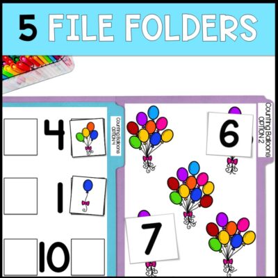 counting balloons 0 to 10 5 file folders