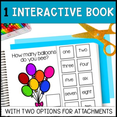 counting balloons 0 to 10 interactive book
