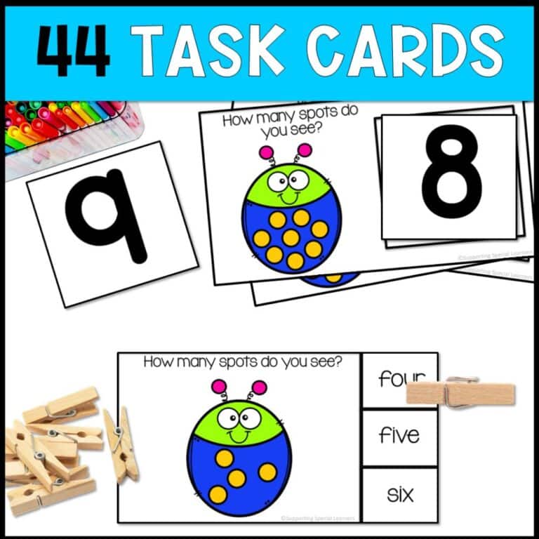 counting bugs 0 to 10 44 task cards