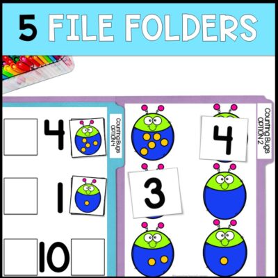 counting bugs 0 to 10 5 file folders