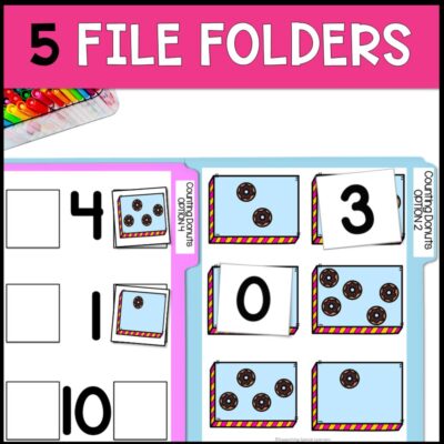 counting donuts 1 to 10 5 file folders