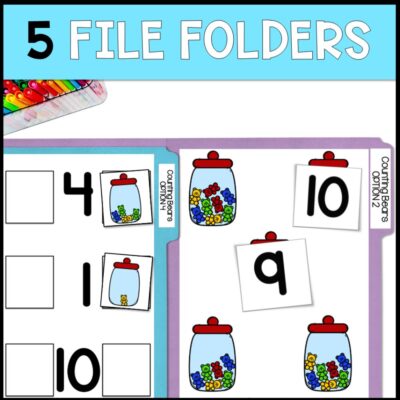 counting gummy bears 0 to 10 5 file folders