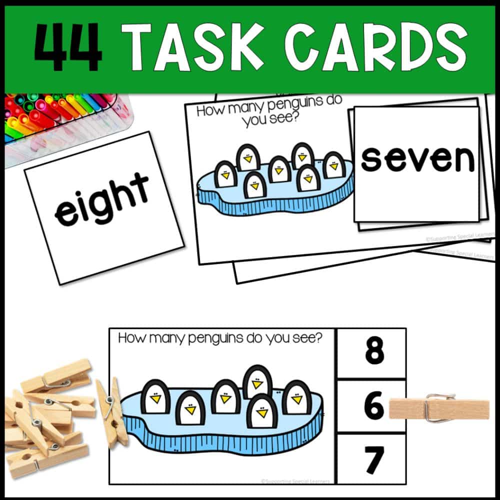 counting penguins 0 to 10 44 task cards