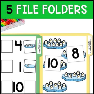 counting penguins 0 to 10 5 file folders