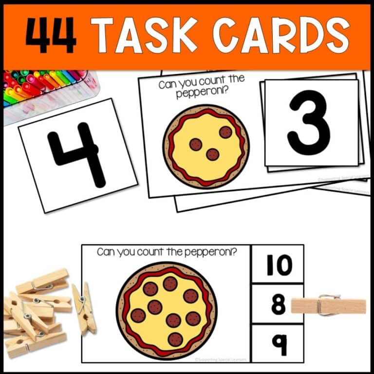 counting pepperoni 0 to 10 44 task cards