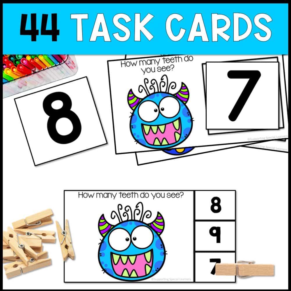 counting teeth 0 to 10 44 task cards