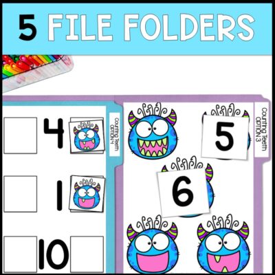 counting teeth 0 to 10 5 file folders