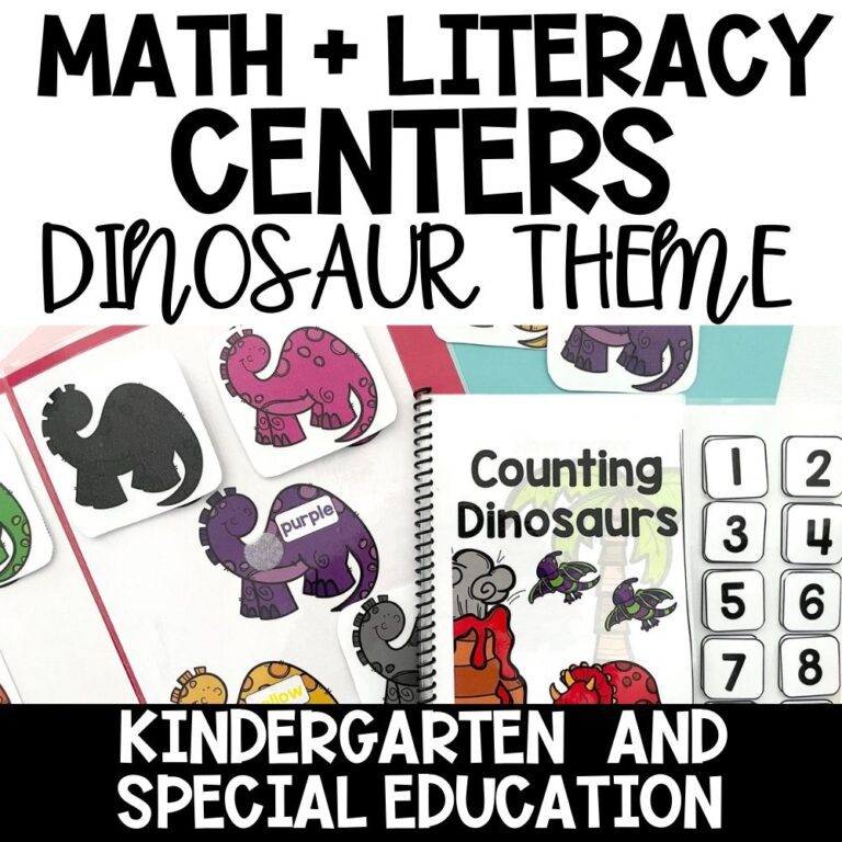 dinosaur theme math and literacy centers cover