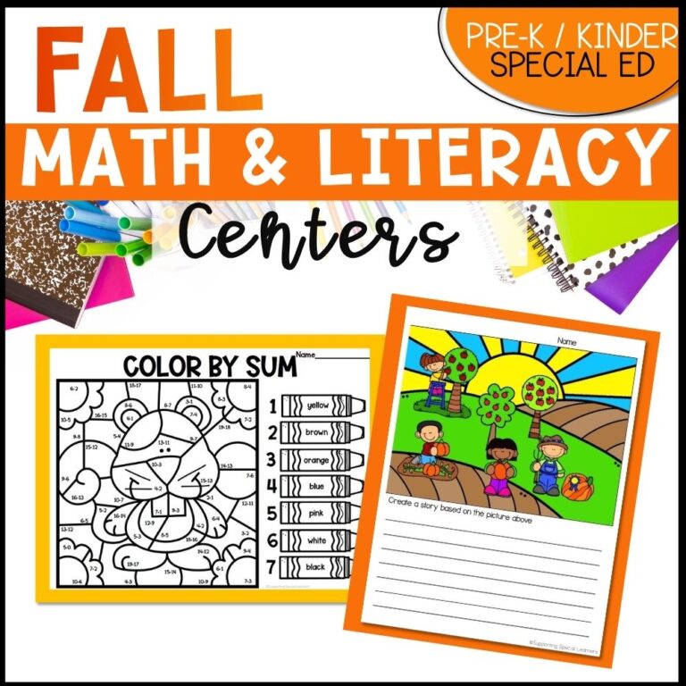 fall math and literacy centers cover