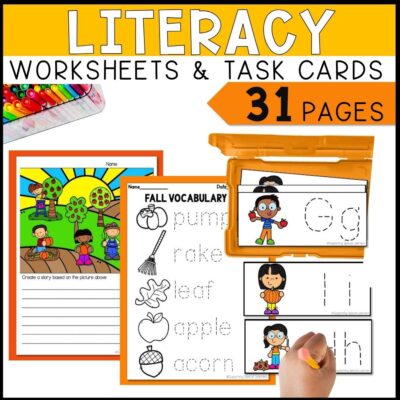 fall math and literacy centers literacy worksheets and task cards