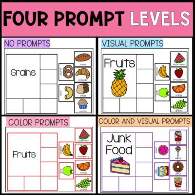food groups sorting activities four prompt levels