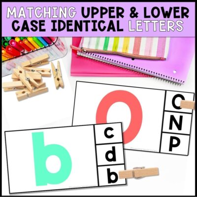 letter task cards matching upper and lowercase identical letters
