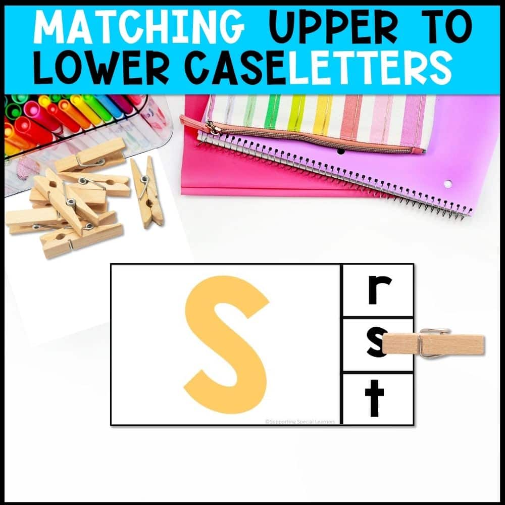 letter task cards matching upper to lowercase letters