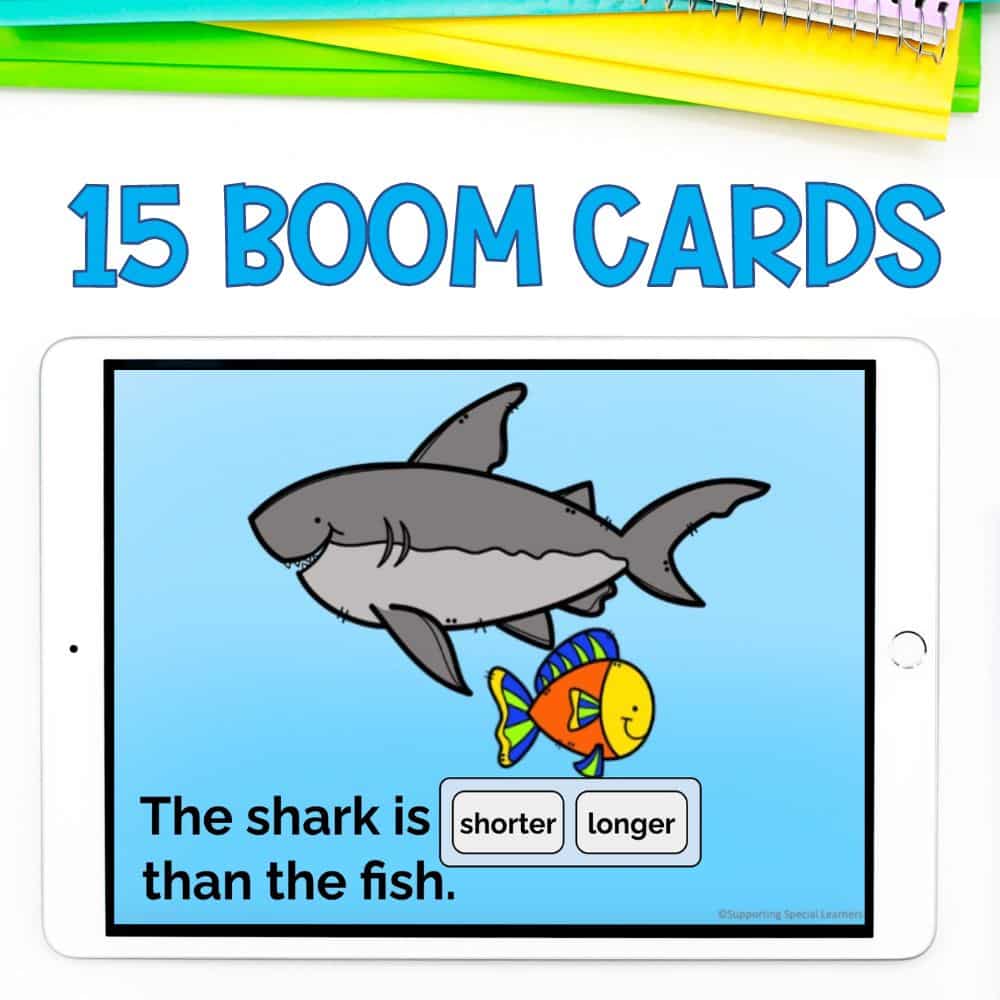 nonstandard measurement complete the sentence 15 boom cards