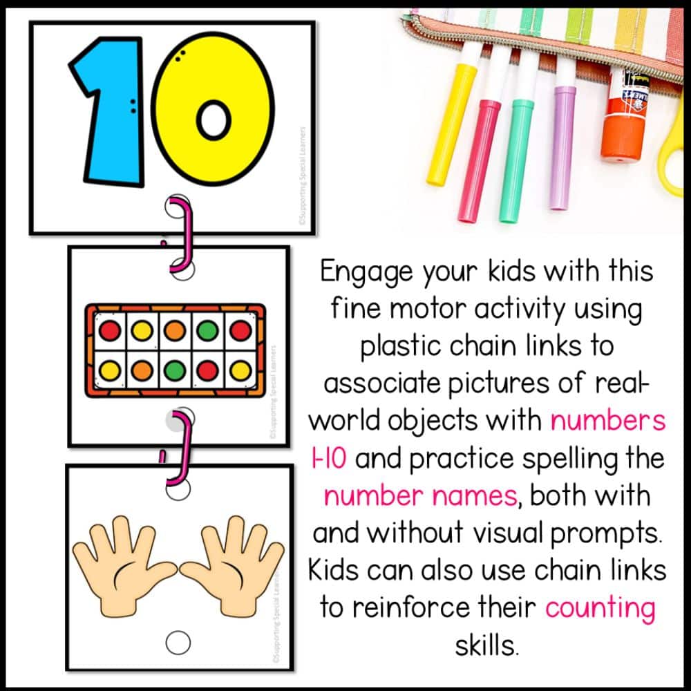 numbers 1 to 10 linking chains fine motor activity